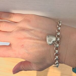 Silver Locket Heart Charm Bracelet